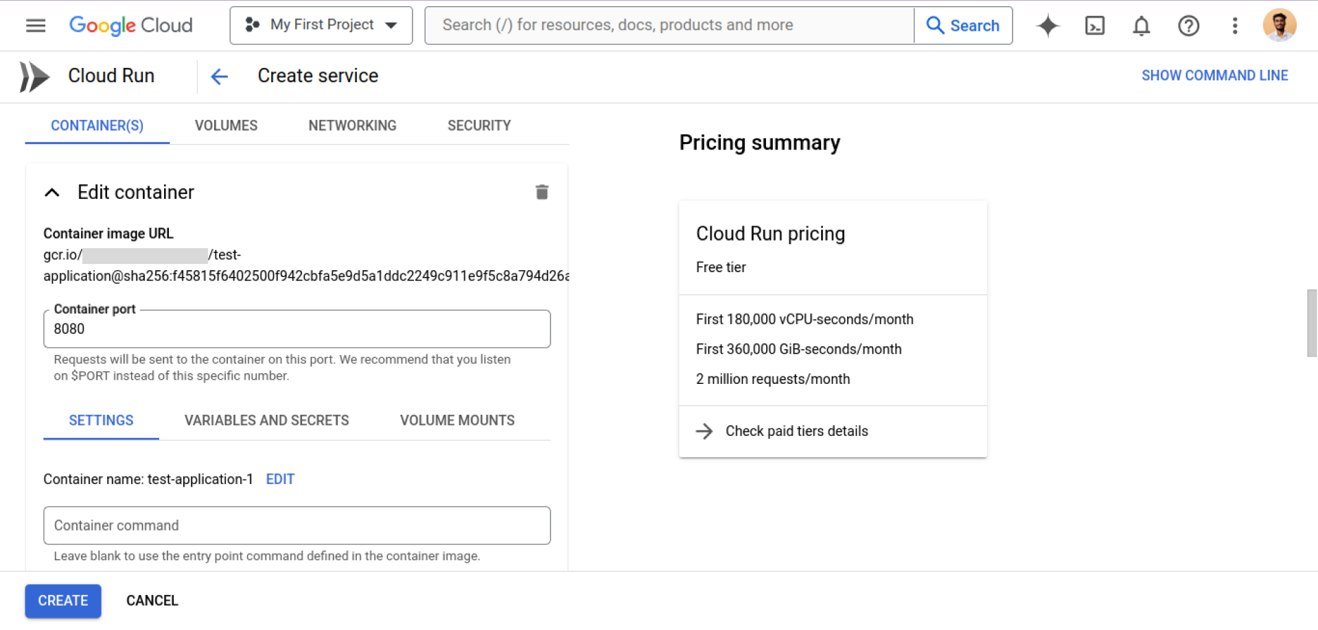 gcp cloud run  container port assign